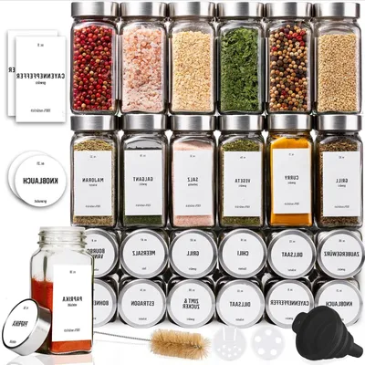 Produktbild von Gewürzbehälter-Set – Gewürzcontainer – Küchenorganisation – Luftdichte Deckel – 120 ml – Weiß