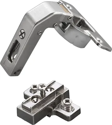 Produktbild von 2 x Salice Stollenscharnier Serie 700 mit Dämpfungssystem im Topf 110° Bohrbild T45 inkl. Kreuz-Montageplatte Höhe 9 mm mit Euroschrauben und Langlochverstellung Möbelscharnier von SOTECH