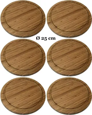 Produktbild von Neustanlo | Fleischteller | Frühstücksbrettchen | Frühstücksteller | Brotzeitteller | 6 Stück | 25 cm | Bambus