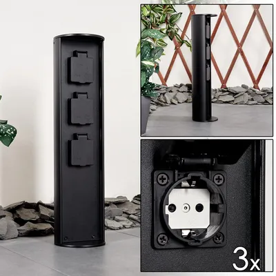 Produktbild von Pioppi »Pioppi« Steckdosensäule zylindrische Säule aus Metall in schwarz