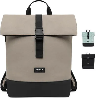 Produktbild von Grau Rolltop-Rucksack für Arbeit Uni Fahrrad - Laptop-Rucksack mit 16 Zoll Tasche - wasserdicht gefüllt