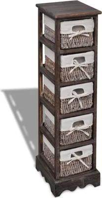Immagine prodotto di vidaXL Armadio in legno con 5 cesti in vimini Marrone