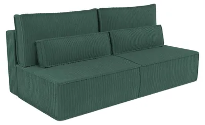 Produktbild von Sofa LINO mit Schlaffunktion, Schlafsofa, Wohnzimmersofa, Couch, Soffa, Bettsofa, Kordstoff – Grün TILIA 39