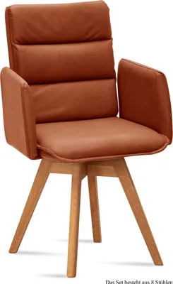 Produktbild von Armlehnstuhl drehbar (8er-Set) Dorri 52x92x60 Eiche geölt/Cognac