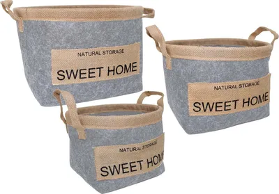 Image de Paniers décoratifs, set de 3, gris clair