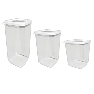 Produktbild von 3er Set Aufbewahrungsbox Vorratsdose 1l 1,3l 1,7l Frischhaltedosen Deckel mit Gummidichtung Müslidose Lebensmittel Vorratsbehälter