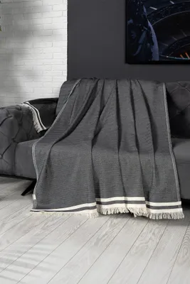 Produktbild von L'Essentiel Linge de Maison, Alinda - Anthracite (170 x 230), Sofabezug, Anthrazit, 100% BAUMWOLLE, 170 x 230 cm