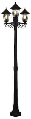 Zdjęcie produktu dla Zewnętrzna lampa podłogowa, latarnia, czarna, szkło przezroczyste, wys. 200 cm
