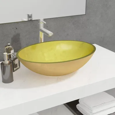 Produktbild von The Living Store Waschbecken Glas 50x37x14 cm Gold