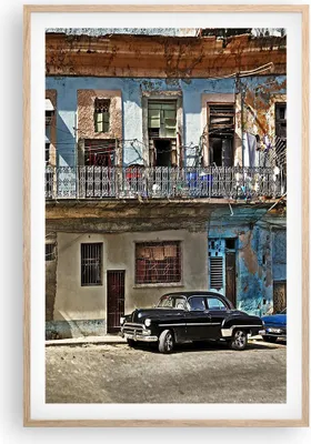 Produktbild von Gerahmtes Poster - Rahmen in heller Eiche - Kuba Havanna Balkon - 61x91,5 cm - Wand Bild - Wanddeko - Wandbilder - Wandposter - Bilderrahmen - Bilder - Kunstdruck - Wandbild - P2NPA61x91-4255