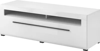 Produktbild von Furniture24 Fernsehschrank 160 cm TULSA 40 Tv Lowboard Unterschrank mit Schublade Weiß Hochglanz