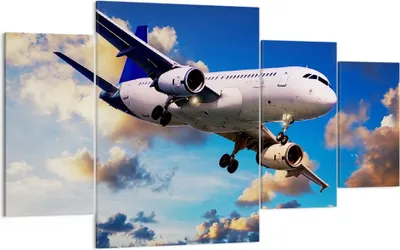 Produktbild von Bild auf Leinwand - Leinwandbild - Flugzeug Flug Reise Fahrzeug - 160x90cm - Wand Bild - Wanddeko - Leinwanddruck - Bilder - Kunstdruck - Wanddekoration - Leinwand bilder - Wandkunst - DL160x90-2445