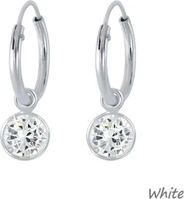 Produktbild von Zirkonia Creolen Ohrringe 925 Silber für Mädchen & Damen White