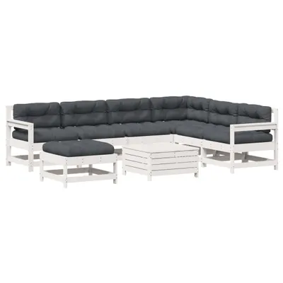 Produktbild von vidaXL 8-tlg. Garten-Lounge-Set mit Kissen Weiß Massivholz Kiefer