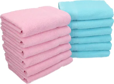 Produktbild von Betz 12 Stück Handtücher 50x100 cm PALERMO 100% Baumwolle  Farbe: rose und türkis