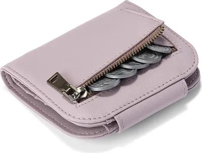 Produktbild von Kompakte Damen Leder Geldbörse,Mini Geldbeutel mit RFID-Schutz,kleines Portemonnaie für Frauen mit Reißverschluss,großes Münzfach,mehrere Kartenfächer