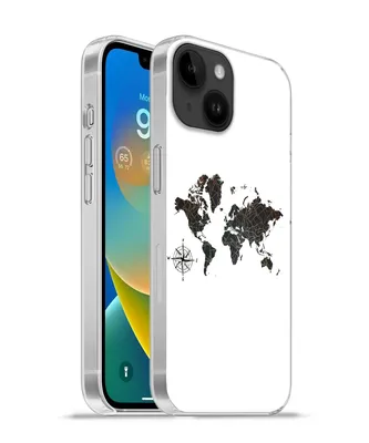 Produktbild von MuchoWow® Handyhülle Schutzhülle Hülle für Apple iPhone 14 - Softcase Weltkarte - Gold - Schwarz - Windrose Silikon Softcase Handy Hülle - Mobiltelefonhülle