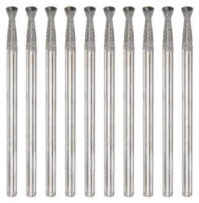 10 Diamantschleifköpfe 2,5 mm Kugelkopf 3/32 Zoll Schaft