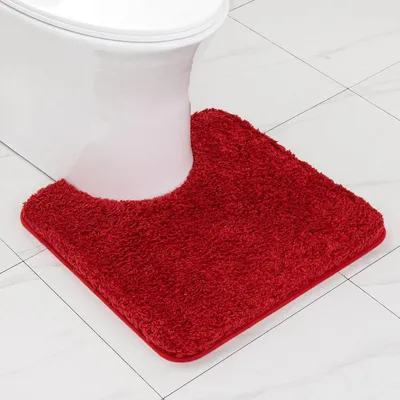 Productafbeelding van Antislip badmat in U-vorm, rood, 50x50 cm, microvezel, absorberend