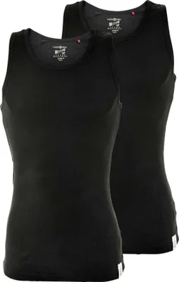Produktbild von MUSTANG Worker Rib Shirt Hemd Unterhemd Achselshirt Doppelripp Herren 2er, Größe:XXL, Farbe:Schwarz