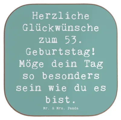 Produktbild von Mr. & Mrs. Panda Untersetzer für Gläser Spruch 53. Geburtstag - Meeresbrise - Geschenk, liebevolle Botschaft, herzliche Wünsche, Tasse, Meilenstein, Happy Birthday, Glas