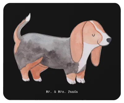 Produktbild von Mr. & Mrs. Panda Mouse Pad Basset Hound Lebensretter - Schwarz - Geschenk, mauspad pc, mousematte, mausteppich, Mousepad