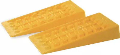 Two yellow wedges are shown against a white background.
