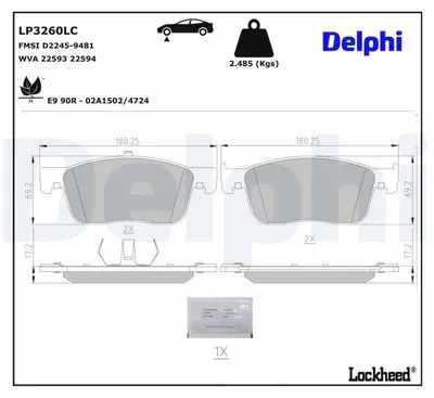 Image de Jeu de plaquettes de frein DELPHI pour fourgon OPEL Vivaro C (K0) LP3260LC
