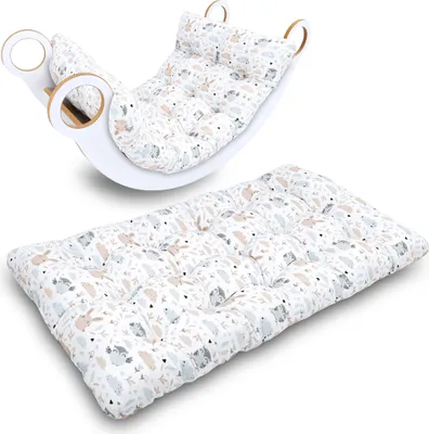 Produktbild von Krabbeldecke für Baby Kissen für Kletterbogen 60x120 cm - Bodenkissen Kinder Matte für Montessori Spielbogen Wippe Kletter Bogen Polster Spieldecke für Kinderzimmer Eulen