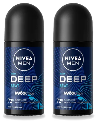 Image de 2 déodorants roll-on NIVEA MEN Deep Beat - 50 ml - Pack avantage - 2 pièces