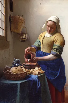 Produktbild von Johannes Vermeer Kunstdruck Bild - Die Milchmagd, 1658-1660 (120 x 80 cm)