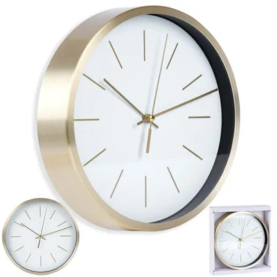 Image de Horloge murale Vilde Horloge de chambre Horloge de salon Horloge de cuisine blanche et dorée 25 cm