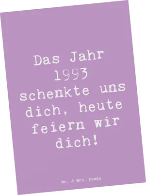 Produktbild von Mr. & Mrs. Panda Grußkarte Spruch 1993 Geburtstag - Lavendeltraum - Geschenk, Alles gut zum, feiern, dich, Ansichtskarte, Postkarte, besondere Momente, Ansichtskarten
