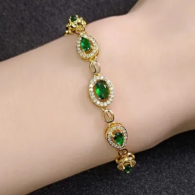 Produktbild von Elegantes Galile Armband in Gold und Grün für Damen KP23435