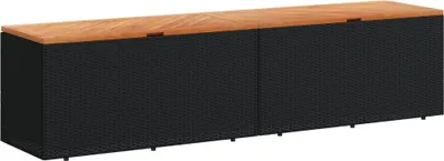 Produktbild von vidaXL Gartentruhe Schwarz 220x50x54 cm Poly Rattan Akazienholz