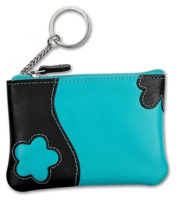 Produktbild von Schlüsseltasche türkis schwarz DrachenLeder Etui Brieftasche D2OPS903T
