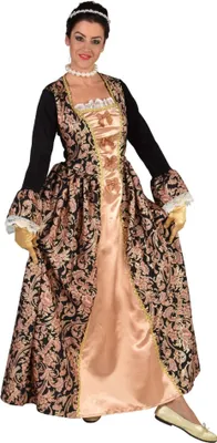 Produktbild von M224119-L lachs-schwarz Damen Rokoko Kleid Kostüm Marquisin Prinzessin Marquise Gr.L=44