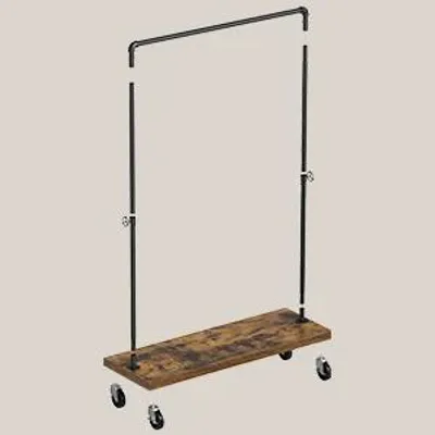 Produktbild von Kleiderständer - Garderobenständer mit Rollen - Mit Ablage - Tragkraft bis 90 kg - 0,53 m x 0,9 m - Schwarz