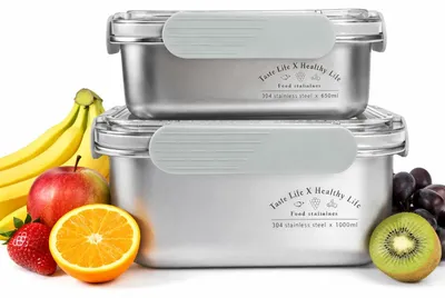 Bento Lunchbox-Set, 2 Stück, Edelstahl, 650+1000 ml