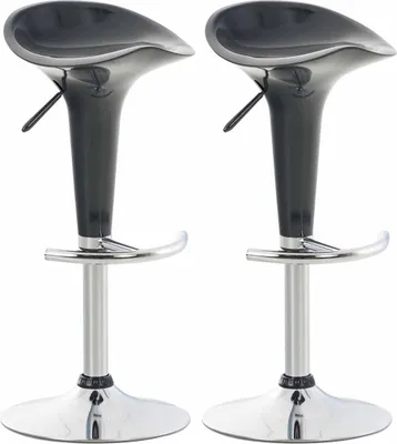 Obrázek produktu pro Sada 2 barových stoliček - Vysoká stolička - Ergonomická a výškově nastavitelná, barva: šedá