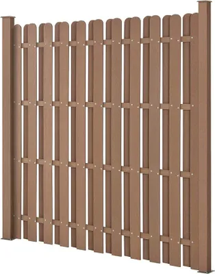 Imagen del producto de Silecomplaza: Valla para jardín, 185x193 cm, color marrón. Valla con protección contra el viento y privacidad, tipo lama