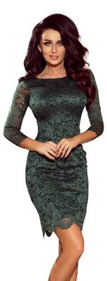 Produktbild von Damenkleid mit Spitze NUMOCO 180-3 DUNKELGRÜN Größe: S