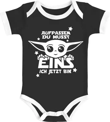 Produktbild von Baby-Body Parodie erster oder zweiter Geburtstag lustiger Spruch kurzarm Body Baumwolle Moonworks® 1 ich jetzt bin schwarz-weiß 6-12 Monate