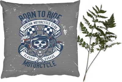 Produktbild von MuchoWow® Zierkissen Sofakissen Wohnzimmer Dekokissen 40x40 cm Mancave - Motor - Flagge - Schädel - Retro - Foto Kissen - Schlafzimmer Dekoration