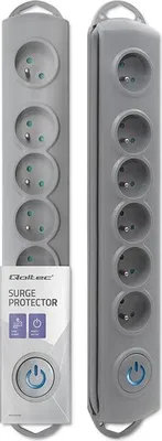 Image de Qoltec 50166 surge protector Grey 6 AC outlet(s) 230 V 3 m