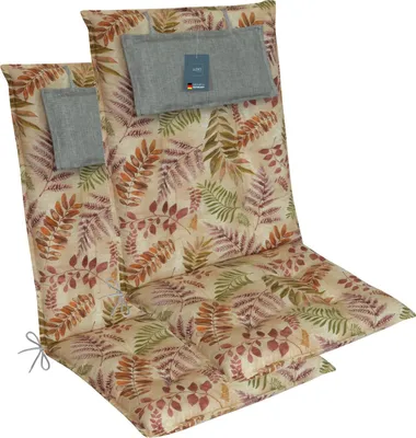 Produktbild von LILENO HOME Gartenstuhl Auflagen als [2er Set - Hochlehner] in Gräser Terra - bequeme Liegen als Sitzauflagen für Gartenmöbel - Stuhlkissen für Gartenstühle und Klappstühle MAR
