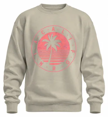 Immagine prodotto di Felpa con cappuccio, stile retrò, con scritta "California Palme Strand Sonnenuntergang" (California, palme, spiaggia, tramonto), ideale per le vacanze, taglia XXL