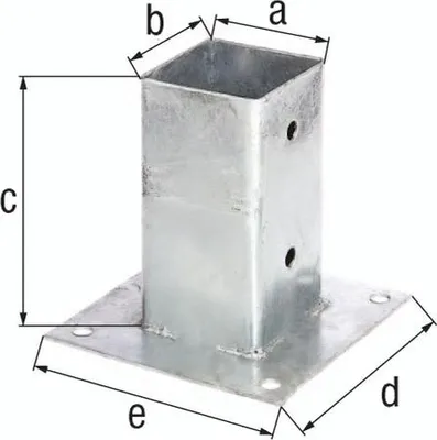 Zdjęcie produktu dla Alberts 211608 Tuleja przykręcana do kwadratowych słupków drewnianych, ocynkowana ogniowo, 61 x 61 mm