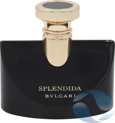 A black perfume bottle with gold accents.