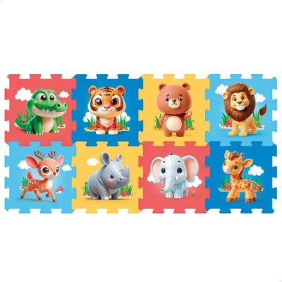 Obrázek produktu pro Puzzle Colourbaby 120 x 60 cm Barevná zvířata 8 dílků